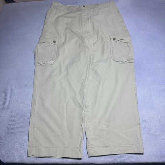 VTG Abercrombie & Fitch Y2K Baggy Wide Leg Cargo Parachute Pants Skater Sz 36x28